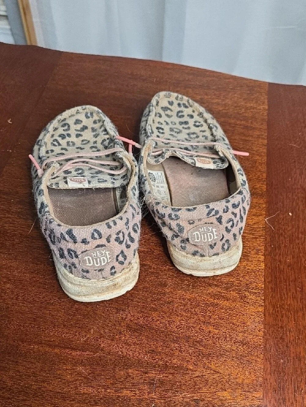 Hey Dude Kids Leopard Slip-On Moccasins in Beige with Pink Trim